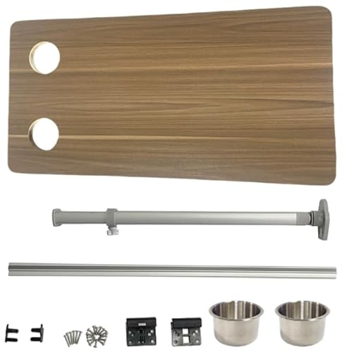 ZMJGLL An der Wand herunterklappbarer Camper-Tisch, Abnehmbarer rechteckiger Wohnmobil-Tisch, Wohnmobil-Esstische mit 2 Getränkehaltern, für Wohnmobile, Wohnwagen (Brown 93cm/37in)