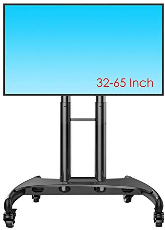 Carrito de TV portátil ajustable para pantallas LCD LED de 37 a 65 pulgadas, soporte móvil rodante para uso en casa, escuela, oficina, fábrica, montaje de pantalla plana ajustable en altura