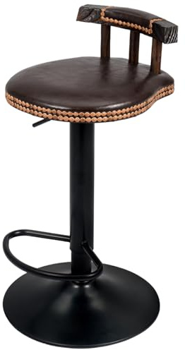 SUNNYNEST Stool Vintage Bar Stools Height Adjustable Swivel High Leg Lifting Elegant Breakfast Bar Stools Set for Kitchen Counter (Dark Brown)