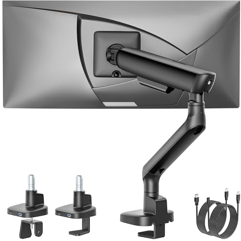monTEK Monitor Halterung, Schwarz, 17-40 Zoll, bis zu 12kg | Höhenverstellbar Monitorständer Höhenverstellbare mit Neigung, Schwenk & Drehfunktion, VESA 75/100 mm, Schwarz