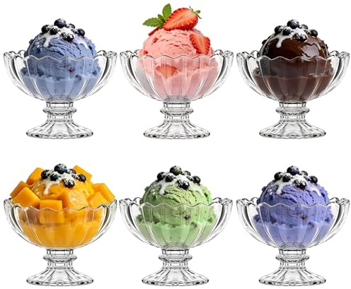 MYKAGS Dessert Bowls 125 Ml Set of 6, Lead-Free Crystal Glass Ice Cream Bowls, Small Serving Bowls for Fruit Jellies Snacks, Durable and Dishwasher-Safe, Ideal for Parties and Gatherings