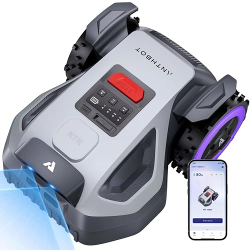 ANTHBOT M5 Mähroboter ohne Begrenzungskabel, Neuer Genie mit NRTK-Navigation & Dual-Vision, bis 500 m² (max. 700 m²), Schnitthöhe per App, KI-Hindernisvermeidung, Rasenroboter mit 45% Steigung