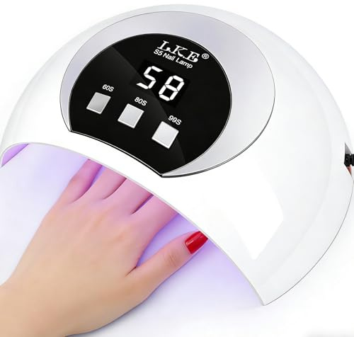 54W UV LED Nail Lamp for Gel Nails, Portable Nail Dryer with Low Heat Mode, 3 Timer Settings & Auto Sensor, LCD Display, USB Powered for Home DIY Manicure