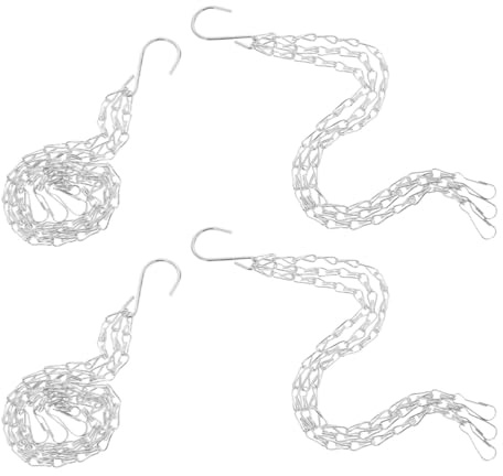 LALAFINA 4Er-Set Blumentopf-Hängekette Weiß Metallische Hängende Korbketten Dreifachketten-Design Für Hängepflanzen Vogelhäuschen Kettenlaternen Windspiele Körbe Und Außendeko