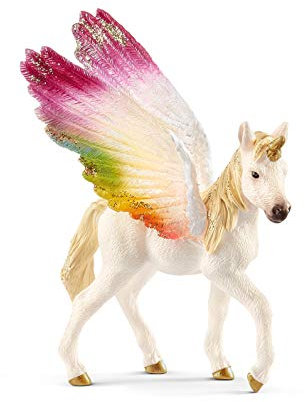SCHLEICH BAYALA | Geflügeltes Regenbogeneinhorn Fohlen 70577 | detailgetreue Figuren | tolles Geschenk für Mädchen und Jungen | schöne Sammelfiguren | Spielfigur ab 5 Jahren | 8 x 5 x 10 cm