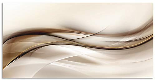 ARTland Wanddeko Wandbild Alu Verbundplatte für Innen & Outdoor Bild 100x50 cm Modern Abstrakt Muster Welle Rauch Abstrakte Kunst Braun T9LI