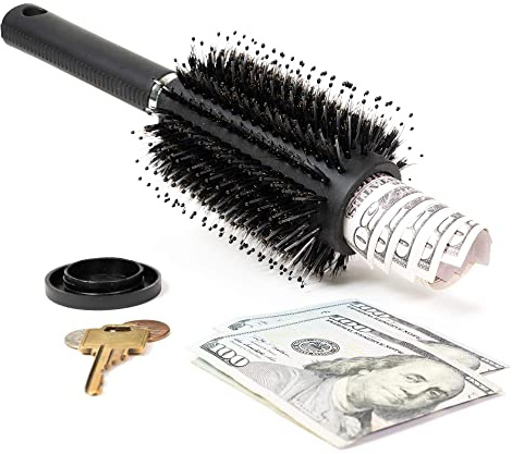 WYZworks 9“ Diversion Round Hair Brush with Secret Hidden Compartment, Safe Stash Box Container for Money, Jewelry, House Keys, Valuables, for Travel or Home Use