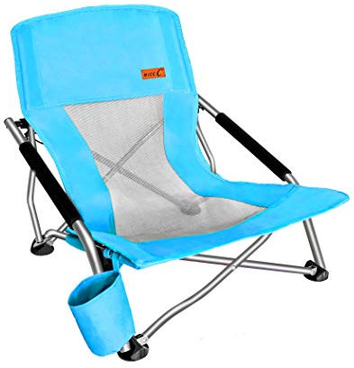 Nice C Camping am niedrigen Strand Klappstuhl, Ultralight Backpacking Stuhl mit Becherhalter & Tragetasche Kompakt & Hochleistungs im Freien, Camping (1 of blau)