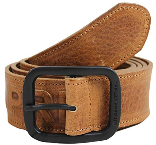 Yakuza Premium Leder Gürtel 2970 braun mit Schriftzug