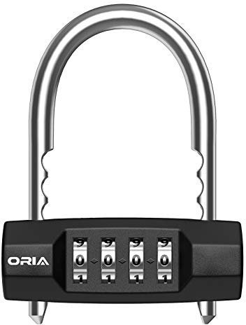 ORIA Zahlenschloss, Rückstellbares 4-stelliges Schloss mit Verstellbarem Griff, Wasserdicht, für Schule, Mitarbeiter, Fitnessstudio und Sportschrank, Werkzeugkasten, Zäune, Fahrrad