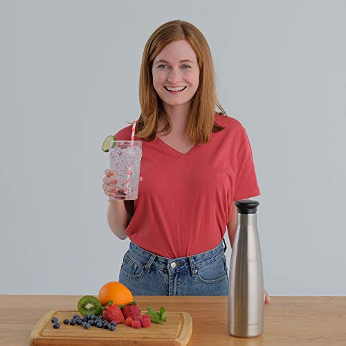 MOSA Soda Splash Portable Soda Maker Water Bottle Made from Food-Grade Stainless Steel, 750 ml (25 oz) - Make Healthy and Tasty Fizzy Drinks Instantly!