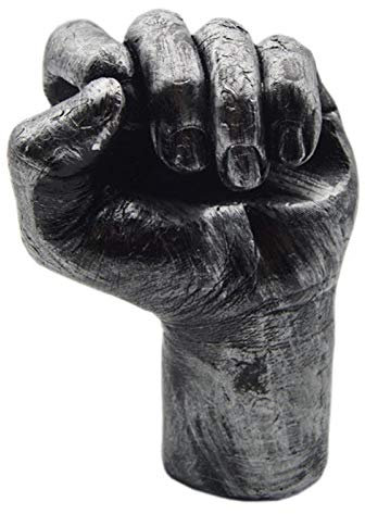 GGMWDSN Skulptur Deko, Retro Faust Wand Kreative AnhäNger Indoor Wohnzimmer Wandbehang Schmuck Harz Kunsthandwerk, Geeignet für Wohnzimmer, Schlafzimmer, BüRo,Silver