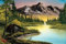 Bob Ross Mountain Retreat Kunstdruckposter – Happy Accidents Collection – Berge Gemälde coole Wanddekoration 40,6 x 61 cm