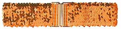 Allegra K Damen Elastischer Taillengürtel Pailletten-Dekor Metall Interlock Schnallen Gürtel für Kleider Orange 60cm/23.62