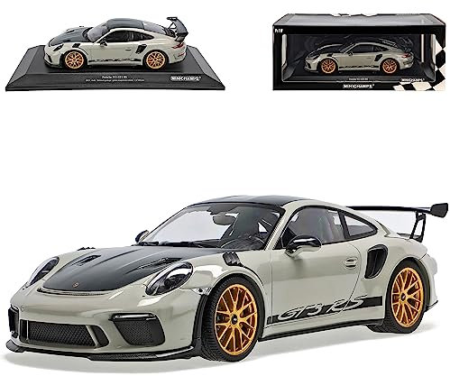 Porsche 911 991 II GT3 RS Coupe Grau Weissach Package Goldene Felgen Modell 2011-2019 Version Ab 2015 limitiert 300 Stück 1/18 Minichamps Modell Auto mit individiuellem Wunschkennzeichen