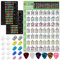 Gitarren-Fingerspitzenschutz, Gitarren-Fingerschutz, Silikonabdeckungen für Gitarre, Bass, Ukulele, mit 2 Griffbrett-Aufklebern und Gitarren-Akkorddiagramm, 20 Stück
