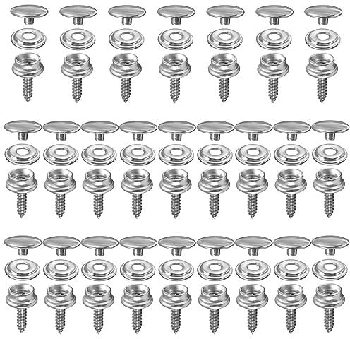 YUNYAN 25 Stück Druckknöpfe Schrauben Druckknöpfe Edelstah 15mm Canvas Snaps Fastener mit Knopf-Schraube zum Anschrauben für Planen Schiffe Möbel Segeltuch Autozelte