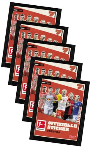 Topps Bundesliga Sticker 2024 - Fußball Sammelsticker - 5 Tüten