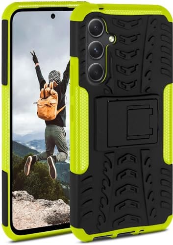 ONEFLOW Custodia protettiva compatibile con Samsung Galaxy A54 5G – Custodia antiurto per esterni, con supporto, protezione per fotocamera e schermo, colore: verde lime