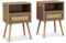 RELAX4LIFE Nachttisch 2er Set, Nachtschrank mit Rattan-Schublade & offener Ablage, Nachtkommode Holz 40 x 40 x 59 cm, Beistelltisch, Sofatisch für Wohnzimmer, Schlafzimmer