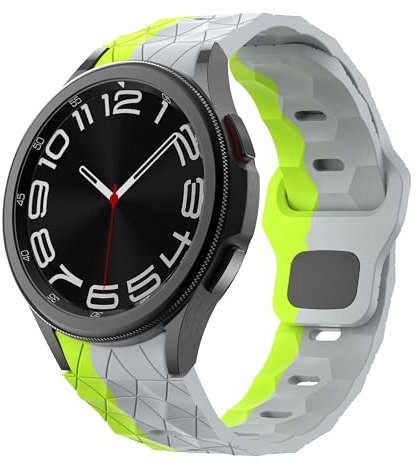 Robuste No Gap Armband - Kompatibel mit Samsung Galaxy Watch 7/6/5/4 Armband 44mm 40mm/ 6 Classic 47mm 43mm/ 5 Pro 45mm/ 4 Classic 46mm 42mm, verstellbares Silikon Ersatzarmband (Grau Grün)