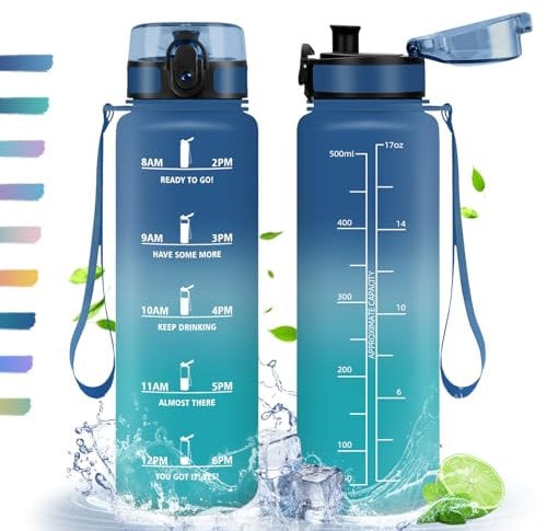 HoneyHolly Botella Agua, 500ml, Botella de Agua Deportiva, Botella con Filtro de Agua, Libre de BPA, Botella de Agua, Cantimplora para Deportes, Fitness, Yoga, Escuela y Oficina
