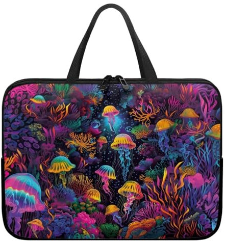 ZIATUBLES Funda para portátil con asa, diseño vintage de medusa coral, 360°, bolsa de transporte compatible con tablet de 10 a 17 pulgadas para mujeres y hombres, estudio, 10 pulgadas