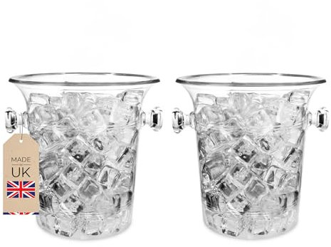 Chabrias Ltd Champagne, Wine, Beer Bucket, Ice Bucket Cooler, Bar Accessories, Ice Buckets For Parties, Ice Buckets, Champagne Ice Bucket 3.5 Litre Bottle Cooler Chiller UK Made (2, Clear)