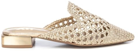 XTI - Loafer mit Absatz Damen Gold - Bequeme und vielseitige Schuhe - Casual Mode - Modell 14379501 (Größe 39)