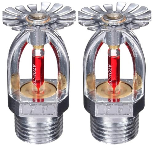 Lot de 2 têtes d'arroseur d'incendie – 1,27 cm NPT, 68,3 °C de type suspendu, chrome cuivré, système d'arrosage automatique K80 à réponse rapide pour usine, centre commercial, entrepôt