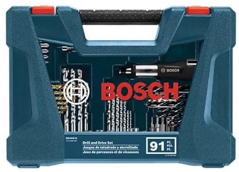 BOSCH MS4091C - 91-Piece Drilling & Driving Mixed Bit Set - Ideal for Applications in Wood, Metal, & Masonry
