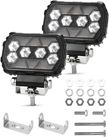 SUPAREE 2 Stück LED Arbeitsscheinwerfer 12 Volt Offroad LED Scheinwerfer 12V mit Orange Arbeitsscheinwerfer Bagger IP67 Wasserdicht 9-80V 28W für Traktor SUV ATV Lkw 4X4