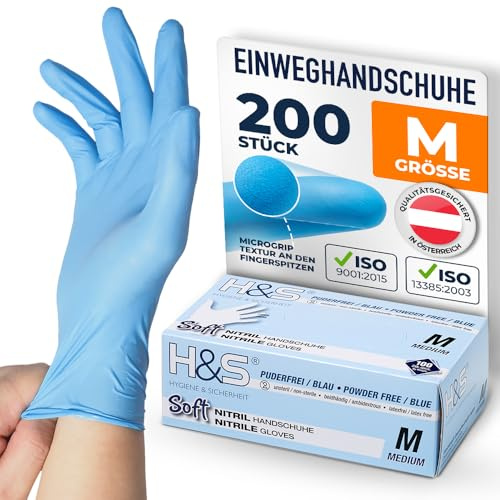ISC Hygiene & Safety Einweghandschuhe Nitril – Blau, M, 200 Stück | latexfrei, Handschuhe Einweg, Einmalhandschuhe, Nitrilhandschuhe, Gummihandschuhe, puderfrei