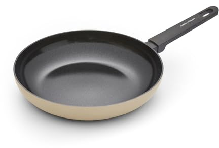 Morphy Richards Frying Pan, Recycled Aluminium, 28cm, Non Stick Ceramic Coating, Soft Touch Handles, Oven Safe Up to 180c, Suitable for All Hobs, Cream, 853504