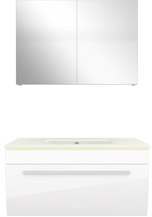 AcquaVapore by Sandra Jentho Badmöbel Set Gently 3 V1 Weiß MDF Waschtisch 80cm ohne LED-Beleuchtung