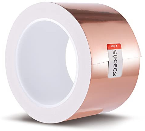 SYCEES Nastro in Rame 70mm*20M,Nastro Adesivo in Lamina di Rame Repellente AntiLumache,Nastro Ramato Conduttivo per Schermatura EMI EMC IEM,Circuiti di Carta,Riparazioni Elettriche,Messa a Terra