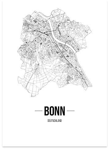JUNIWORDS Stadtposter - Wähle Deine Stadt - Bonn - 21 x 30 cm Poster - Schrift B - Weiß