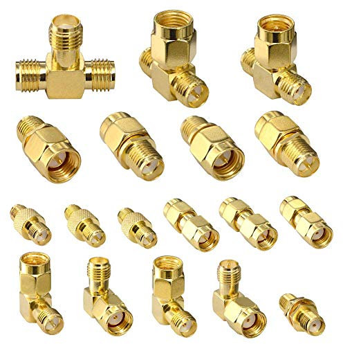 YILIANDUO 18 Stück SMA Adapter Kit Standard SMA auf SMA Stecker Buchse WiFi Antenne SMA Koax Konverter für WiFi Antenne/FPV Drohne/Walkie-Talkie/Verlängerungskabel