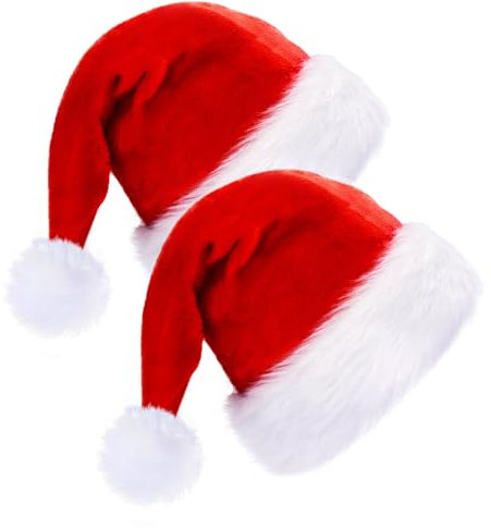 CENXINY Weihnachtsmütze 2 Stück, Plüsch Nikolausmütze mit Doppeltem Samt, Geeignet für Herren/Damen/Kinder - Ideal für Weihnachts & Weihnachtsfeiern, Weihnachtskonzert