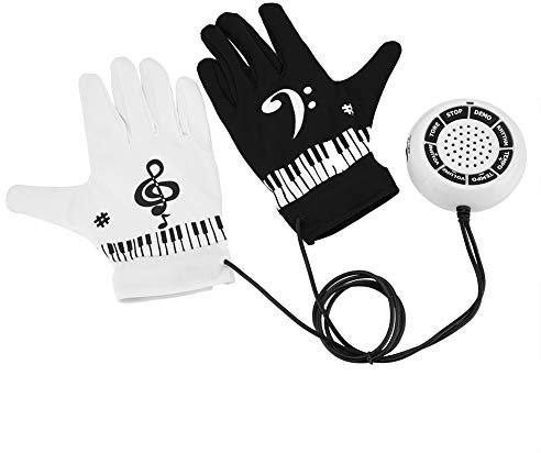 MAGT Guantes Piano, Electrónico Mano Puntas Musicales Altavoz Mano Instrumento de Ejercicio Teclado Juego Musical Regalos Juguetes con Controlador