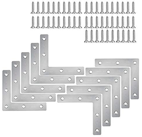 XFentech Équerres d'angle en Acier Inoxydable 5/10 Pièces - Support de Fixation Meubles Plate Réparation Plaques Connecteur en Forme de L avec Vis, 80 * 80mm