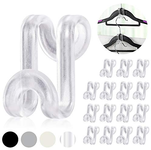 Mlici 70 Stück Kleiderbügel Haken Mini Platzsparend, Grau Kleiderbügel Platzsparend kleiderbugel kunststoff, Klatzsparende Kleiderbügel Verbindungshaken für Mehr Nutzbaren Platz Im Schrank - Schwarz