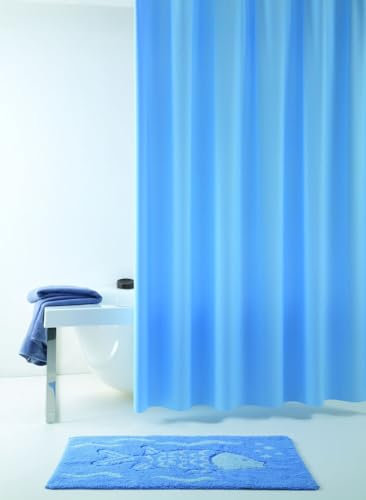 Grund Duschvorhang Anti-Schimmel, Wasserdicht Vorhang an Badewanne, Soft Vinyl, Allura, Duschvorhang 20x200 cm, blau