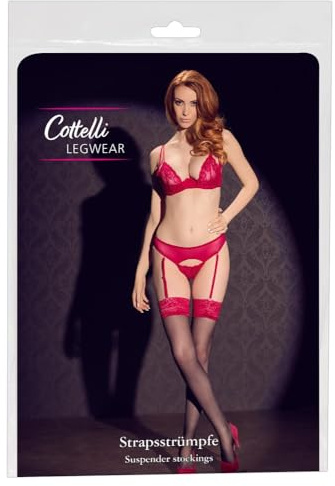 Cottelli Legwear Straps-Strümpfe, Schwarz, 4