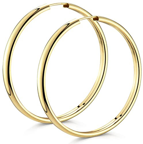 Materia Goldene Creolen Damen groß 48mm Durchmesser 925 Echtsilber SO-475
