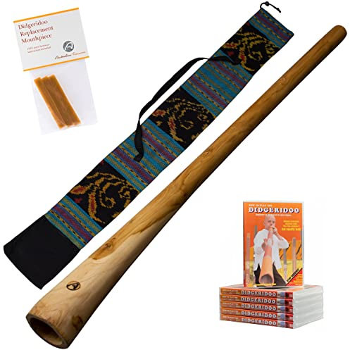 Australian Treasures - DIDGERIDOO: AT Natural Wood-series 120cm - inkl. Ikat-Tasche - Bienenwachs - Videoanleitung Wie spiele ich das Didgeridoo?