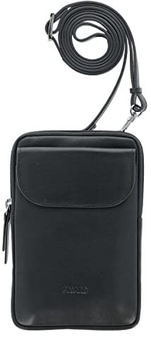 Picard Handytasche zum Umhängen Damen Noel Schwarz | Handykette aus Echtleder mit 3 Fächern gesichert durch Reißverschluss & Druckknopf | Elegant, Modern & Mittelgroß | Handy Umhängetasche