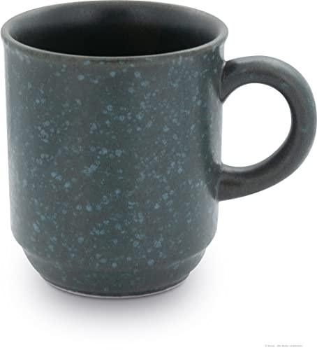 Original Bunzlauer Becher, H = 9,2 cm, Ø 11,1 cm, V = 0,25 Liter, Dekor Zielon