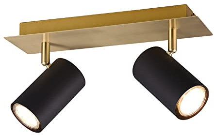 meineWunschleuchte 2-flammiger Deckenstrahler aus Metall Schwarz-Gold matt, Breite 30cm