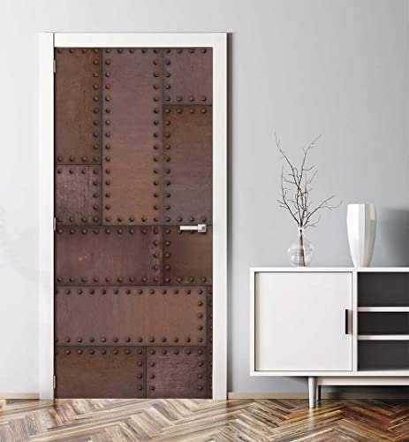MyMaxxi - Tür bekleben mit Türtapete Türposter Türfolie Selbstklebend 90x200 Rostiger Stahl - Tür verschönern ? Türaufkleber Türklebefolie rostfarben Rustikal alt braun
